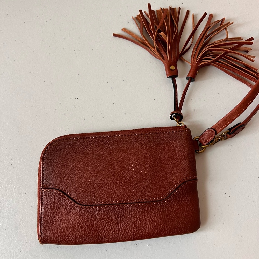 Frye Brown Leather Wristlet with Tassel - Picture 4 of 11
